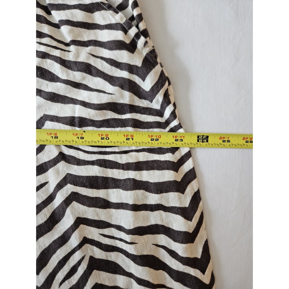 Tahari Brown Striped Zebra Tiger Print Cropped Linen Pants S - Picture 13 of 16